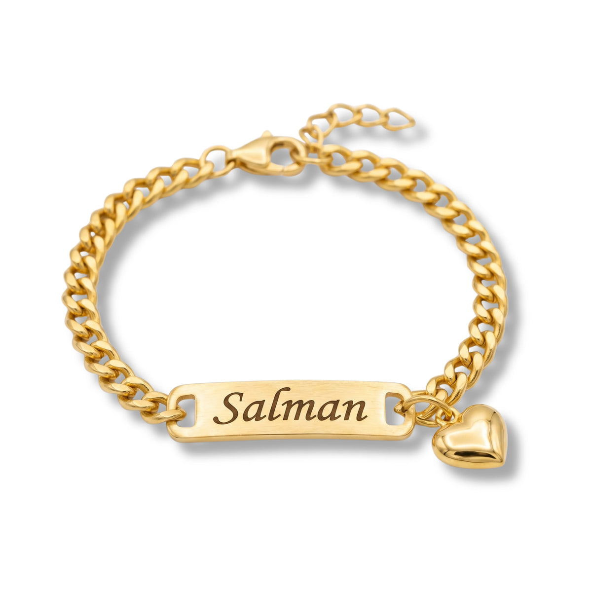Custom Name Baby Bracelet – Personalized Gold Plated Infant Kada with Heart Charm
